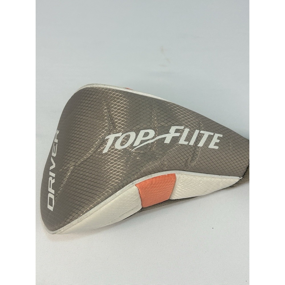 Top Flite Golf Driver Head Cover Gray White Pink Womens Nylon Knit Sock